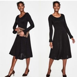 NWT Boden Lavinia Frill Long Sleeve Sweater Midi Dress Black Size 2